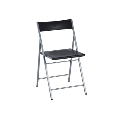 Set of Six Black and Silver Folding Side Chairs HomeRoots