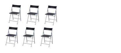 Set of Six Black and Silver Folding Side Chairs HomeRoots