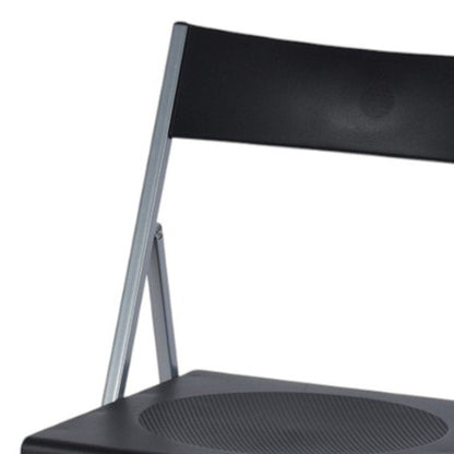 Set of Six Black and Silver Folding Side Chairs HomeRoots