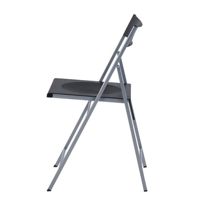 Set of Six Black and Silver Folding Side Chairs HomeRoots
