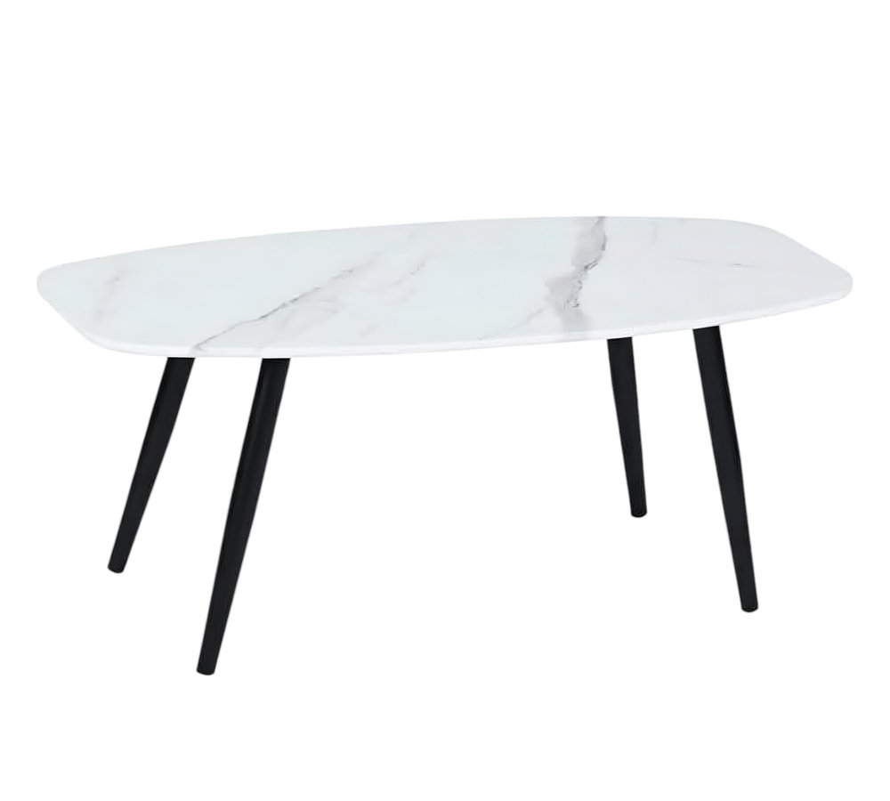 43" White and Black Faux Marble And Steel Coffee Table HomeRoots
