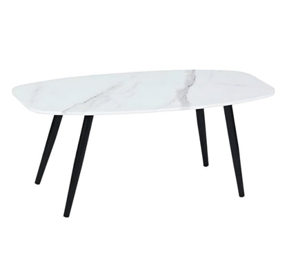 43" White and Black Faux Marble And Steel Coffee Table HomeRoots