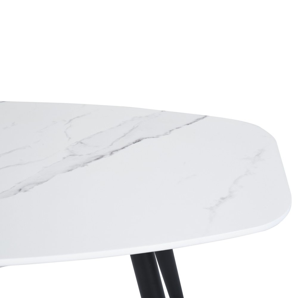43" White and Black Faux Marble And Steel Coffee Table HomeRoots