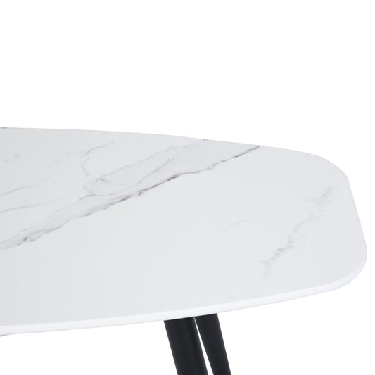 43" White and Black Faux Marble And Steel Coffee Table HomeRoots