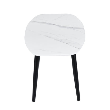43" White and Black Faux Marble And Steel Coffee Table HomeRoots