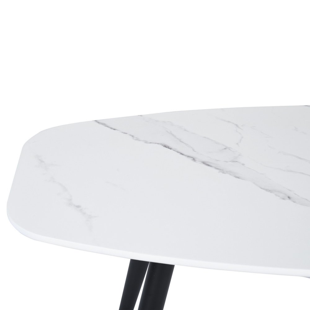 43" White and Black Faux Marble And Steel Coffee Table HomeRoots