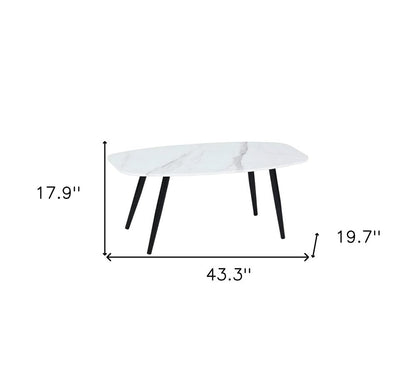 43" White and Black Faux Marble And Steel Coffee Table HomeRoots