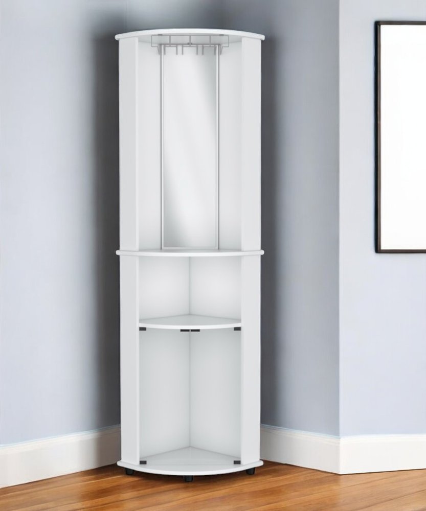 75" White Wood Corner Bar Cabinet With Three Shelves HomeRoots