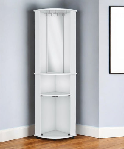 75" White Wood Corner Bar Cabinet With Three Shelves HomeRoots