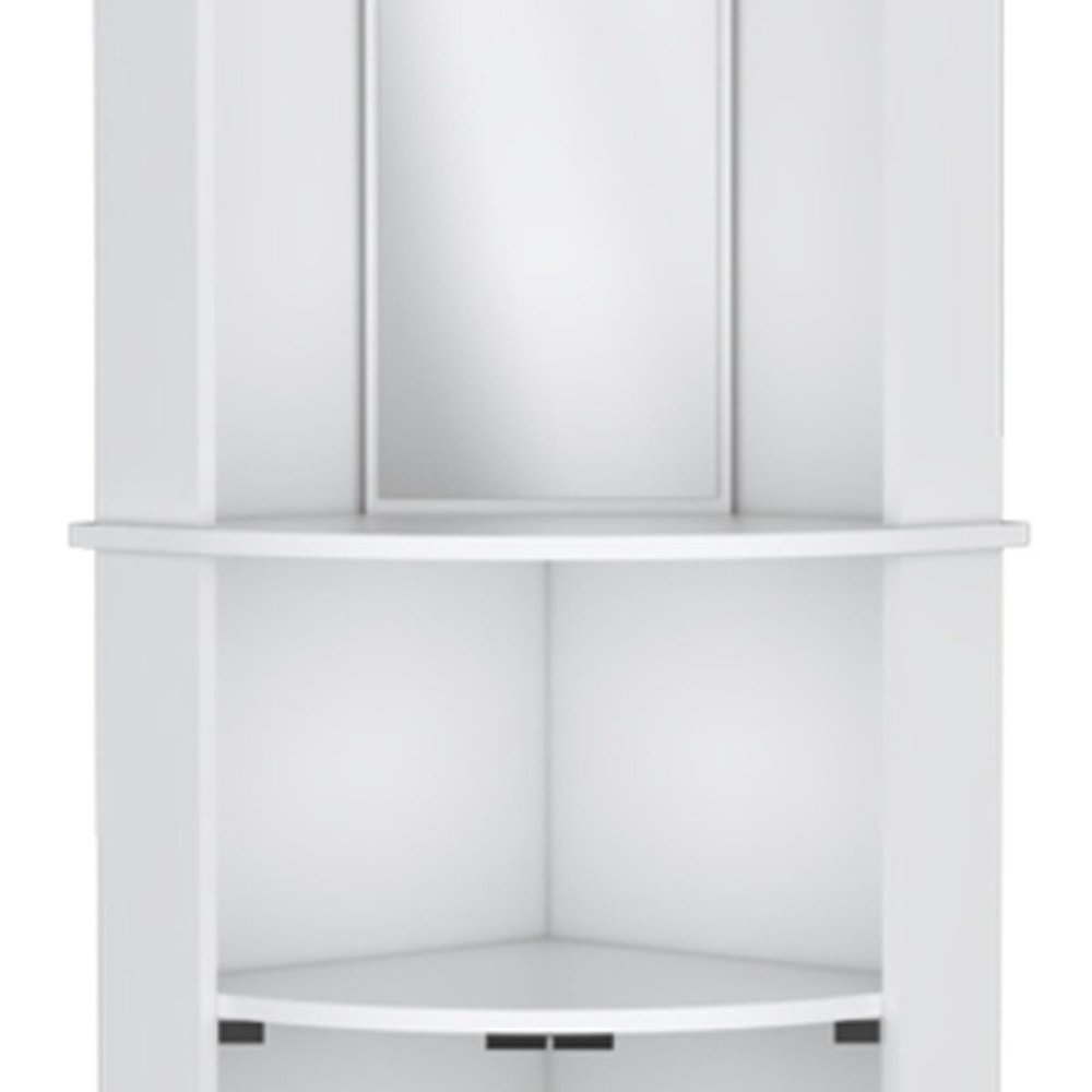 75" White Wood Corner Bar Cabinet With Three Shelves HomeRoots