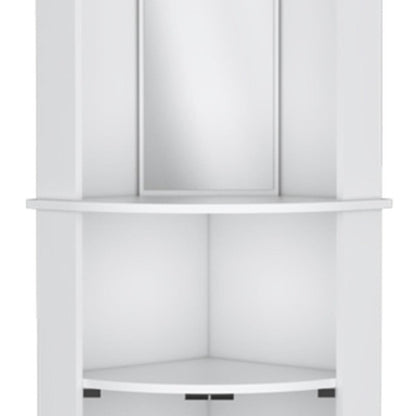 75" White Wood Corner Bar Cabinet With Three Shelves HomeRoots