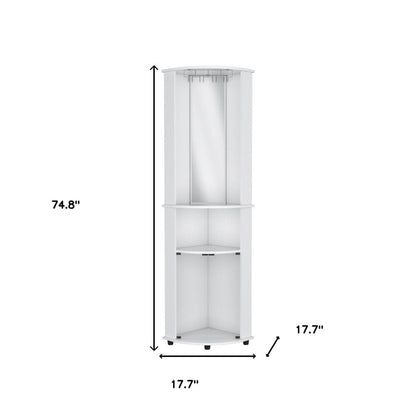 75" White Wood Corner Bar Cabinet With Three Shelves HomeRoots