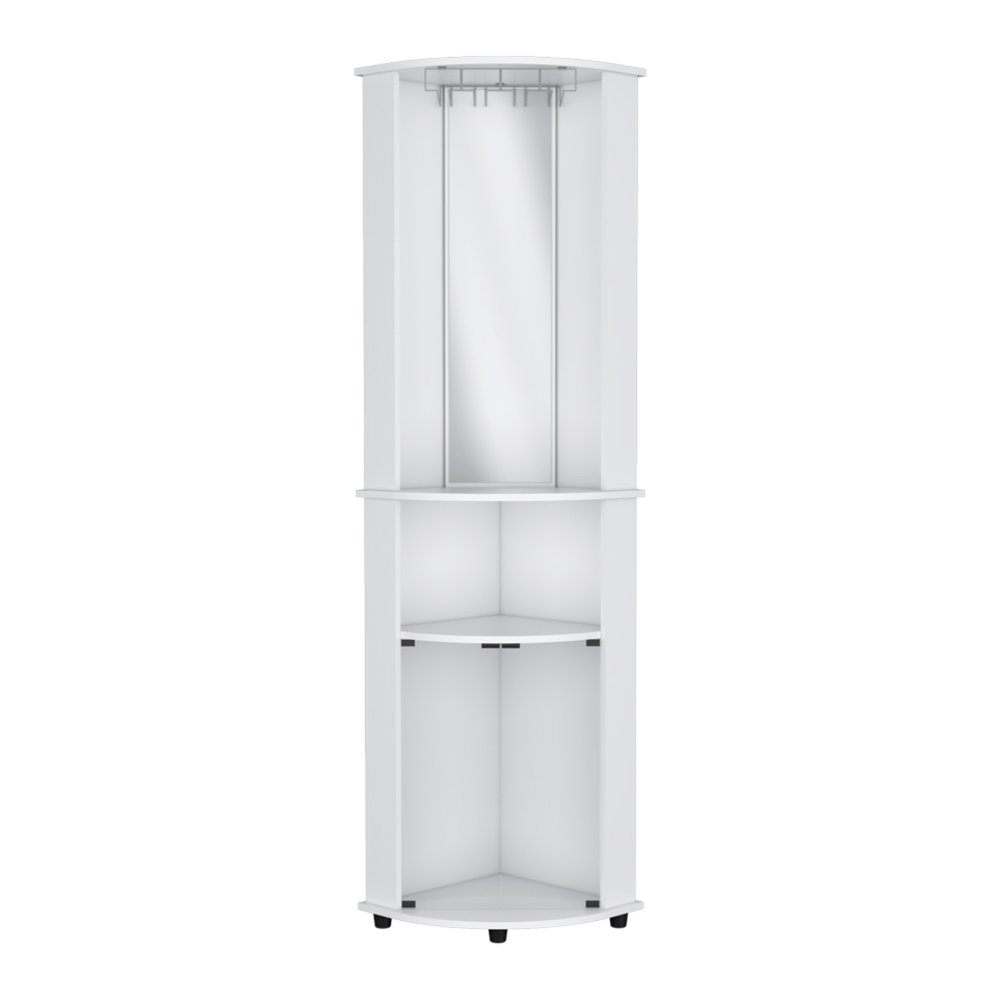 75" White Wood Corner Bar Cabinet With Three Shelves HomeRoots