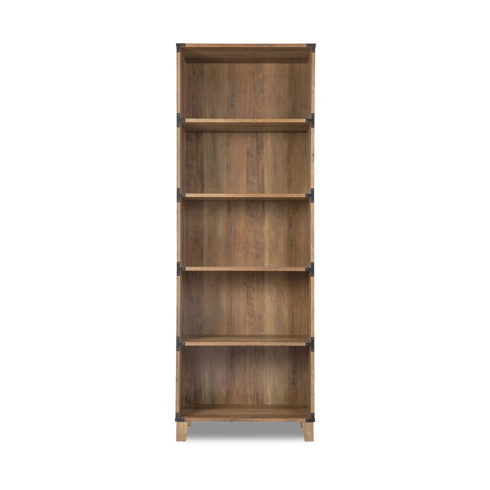 71" Oak Distressed Wood Five Tier Etagere Bookcase HomeRoots