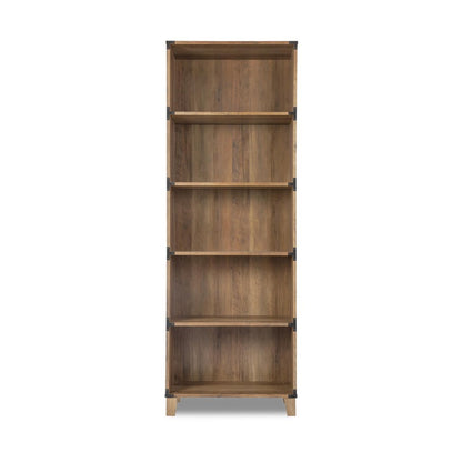 71" Oak Distressed Wood Five Tier Etagere Bookcase HomeRoots