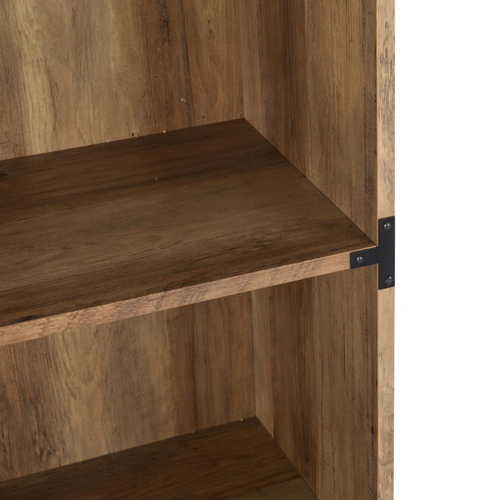 71" Oak Distressed Wood Five Tier Etagere Bookcase HomeRoots