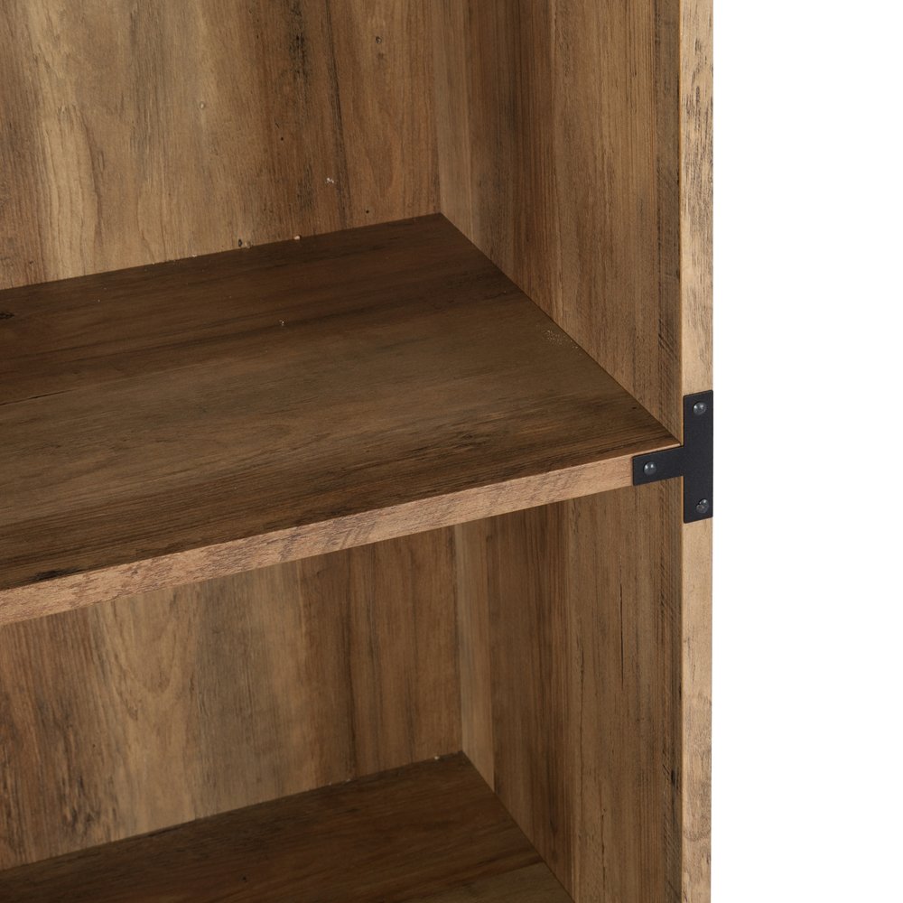 71" Oak Distressed Wood Five Tier Etagere Bookcase HomeRoots
