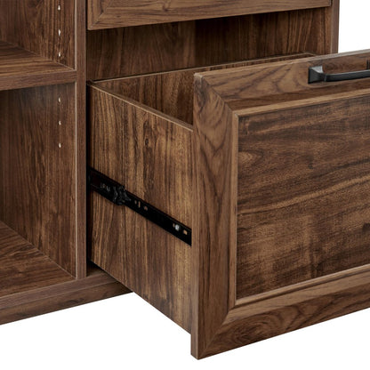 43" Walnut Distressed Wood Three Drawers Filing Cabinet HomeRoots