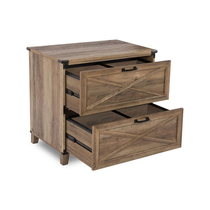 30" Oak Wood Two Drawers Filing Cabinet HomeRoots