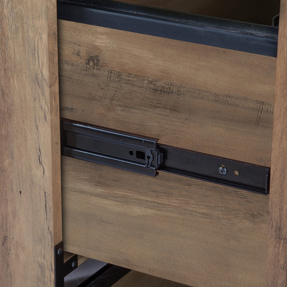 30" Oak Wood Two Drawers Filing Cabinet HomeRoots