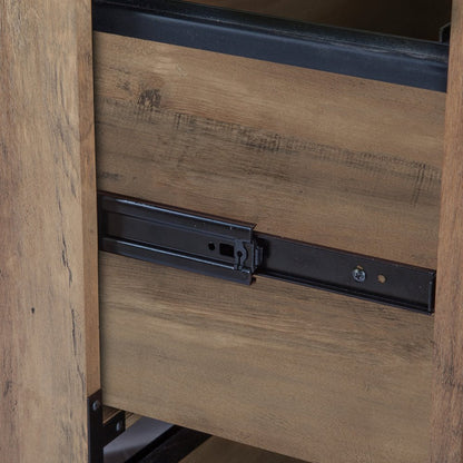 30" Oak Wood Two Drawers Filing Cabinet HomeRoots