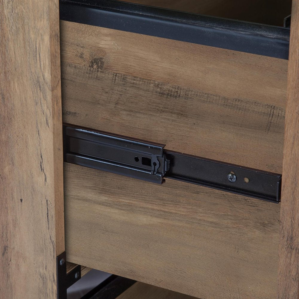 30" Oak Wood Two Drawers Filing Cabinet HomeRoots