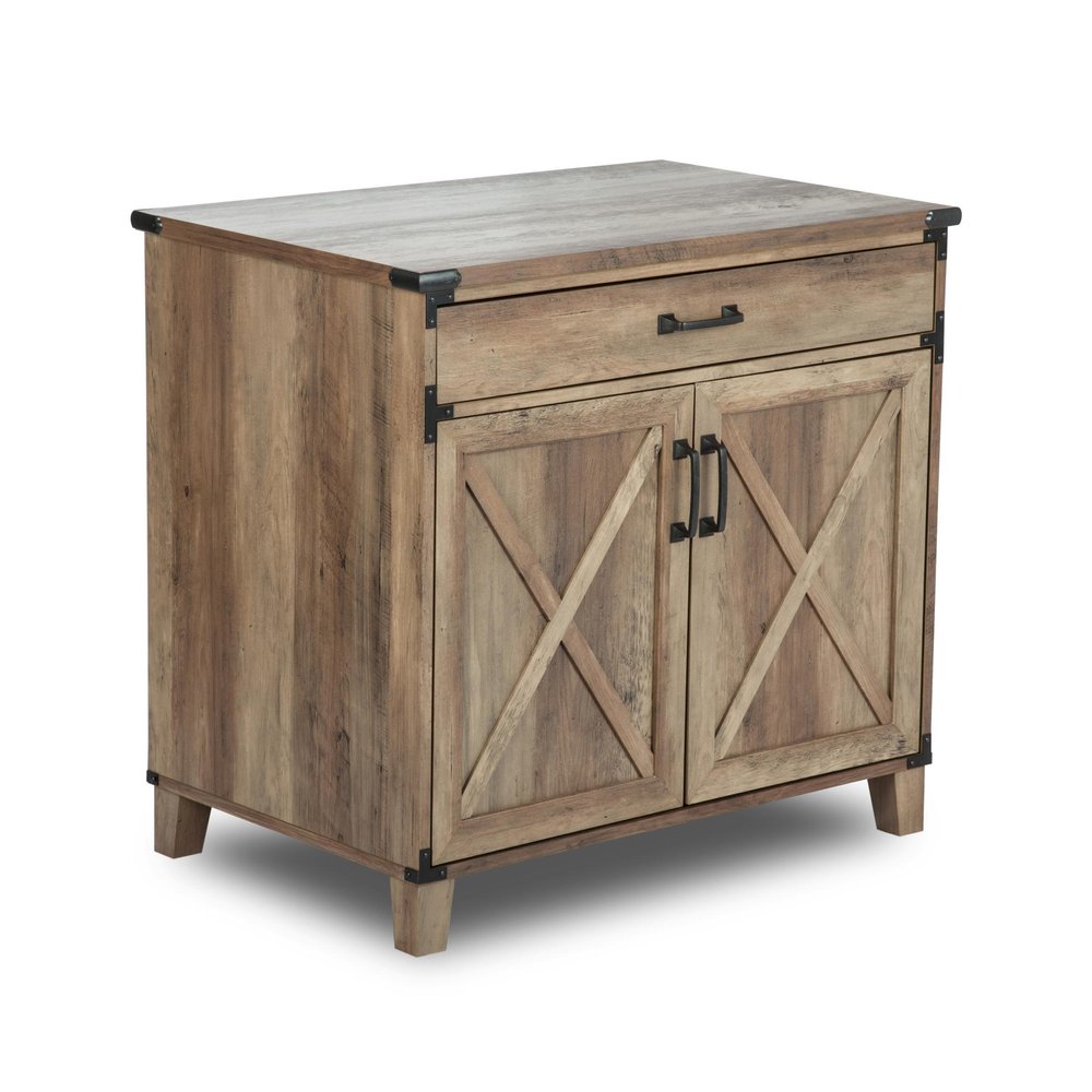30" Oak Wood Drawer Filing Cabinet HomeRoots