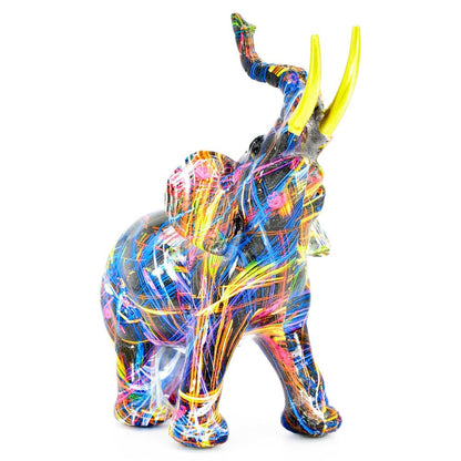 7" Blue Yellow And Pink Resin Elephant Tabletop Sculpture HomeRoots