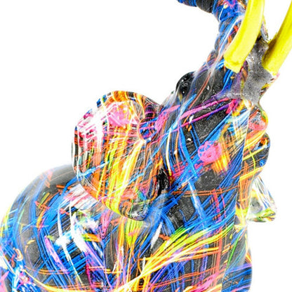 7" Blue Yellow And Pink Resin Elephant Tabletop Sculpture HomeRoots