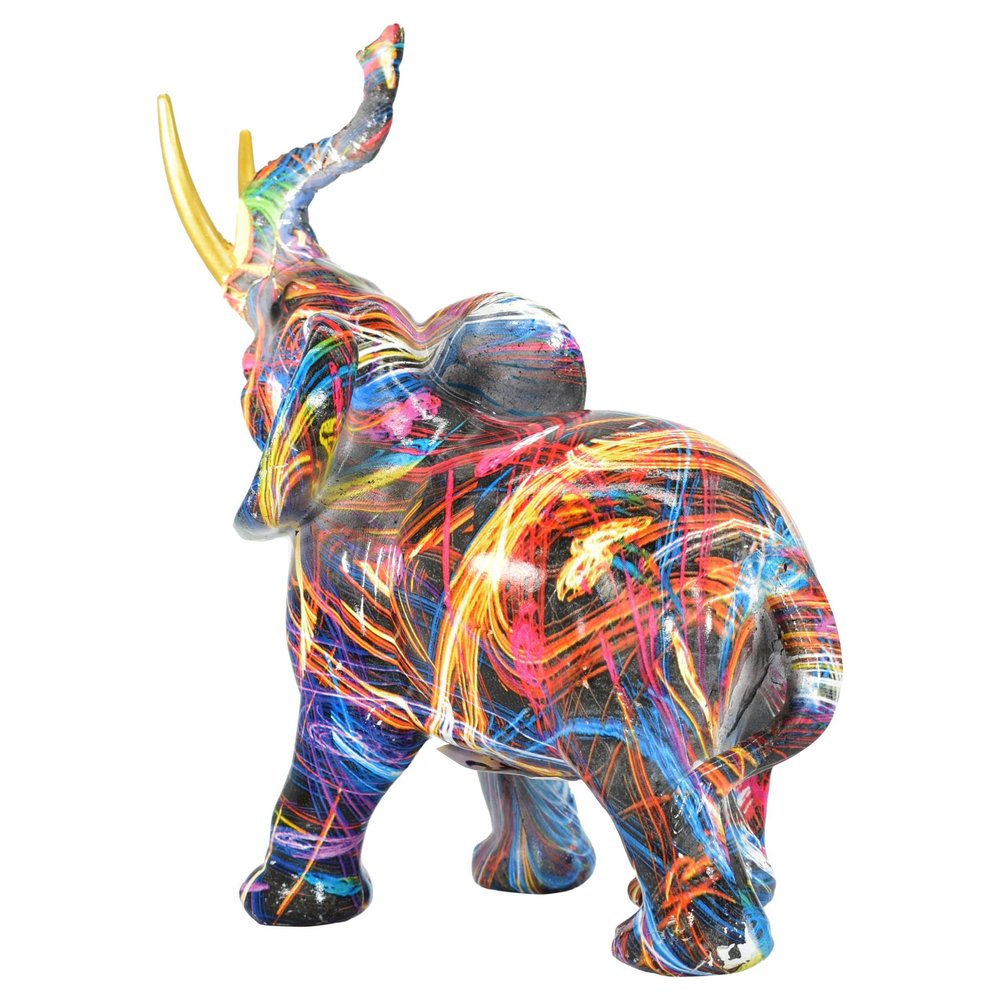 7" Blue Yellow And Pink Resin Elephant Tabletop Sculpture HomeRoots