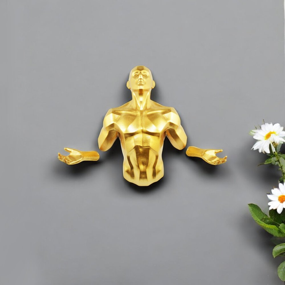 6" X 4" Gold Resin Bursting Man Hanging Dimensional Sculpture — view 7