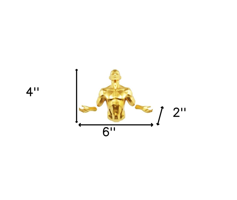 6" X 4" Gold Resin Bursting Man Hanging Dimensional Sculpture — view 1