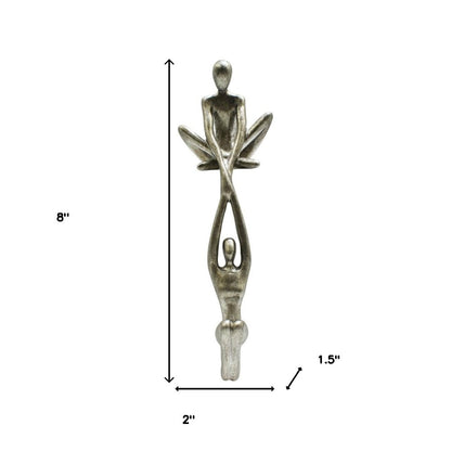 8" Pewter Resin People Tabletop Sculpture HomeRoots