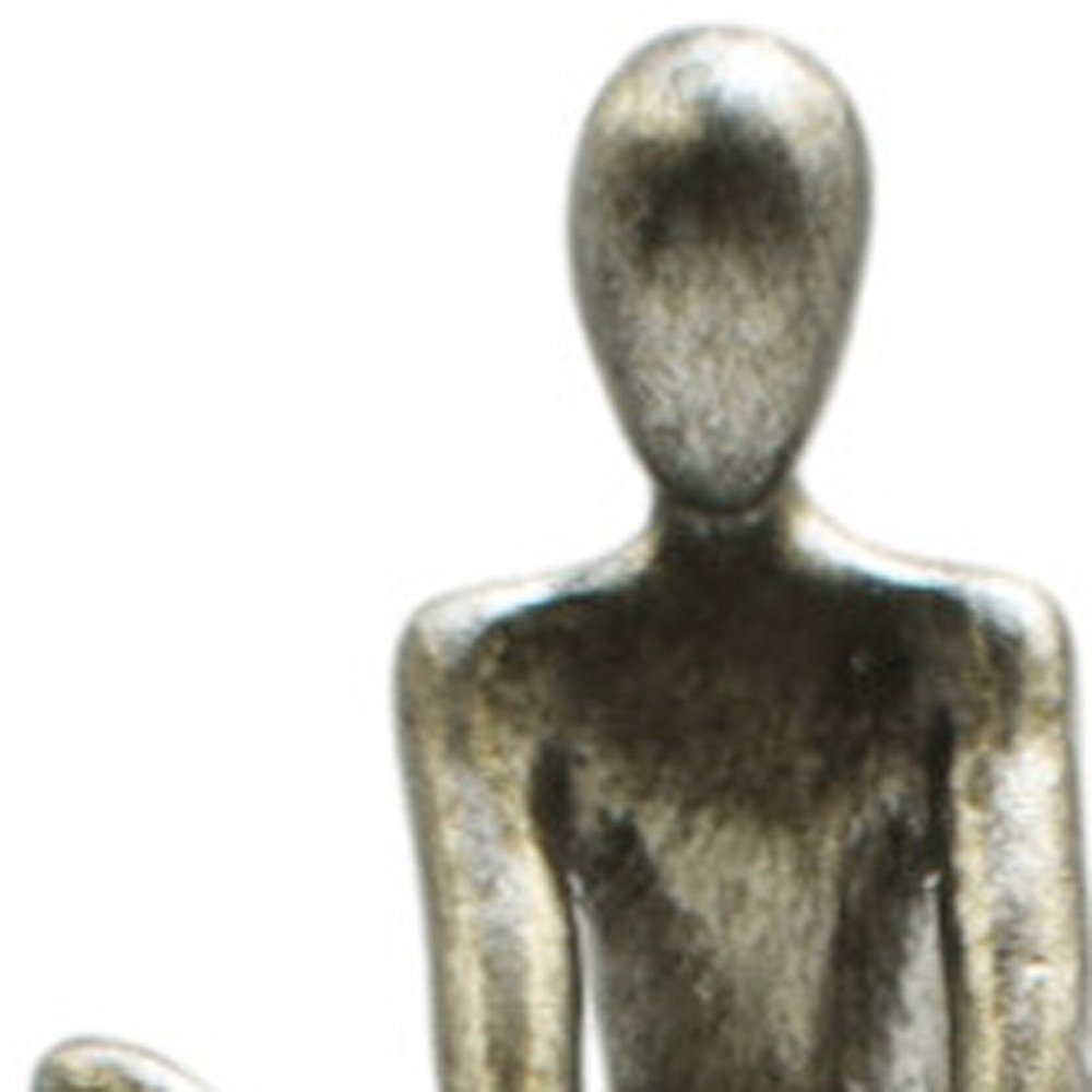 8" Pewter Resin People Tabletop Sculpture HomeRoots