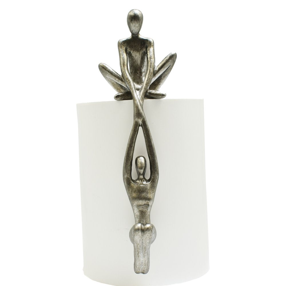 8" Pewter Resin People Tabletop Sculpture HomeRoots