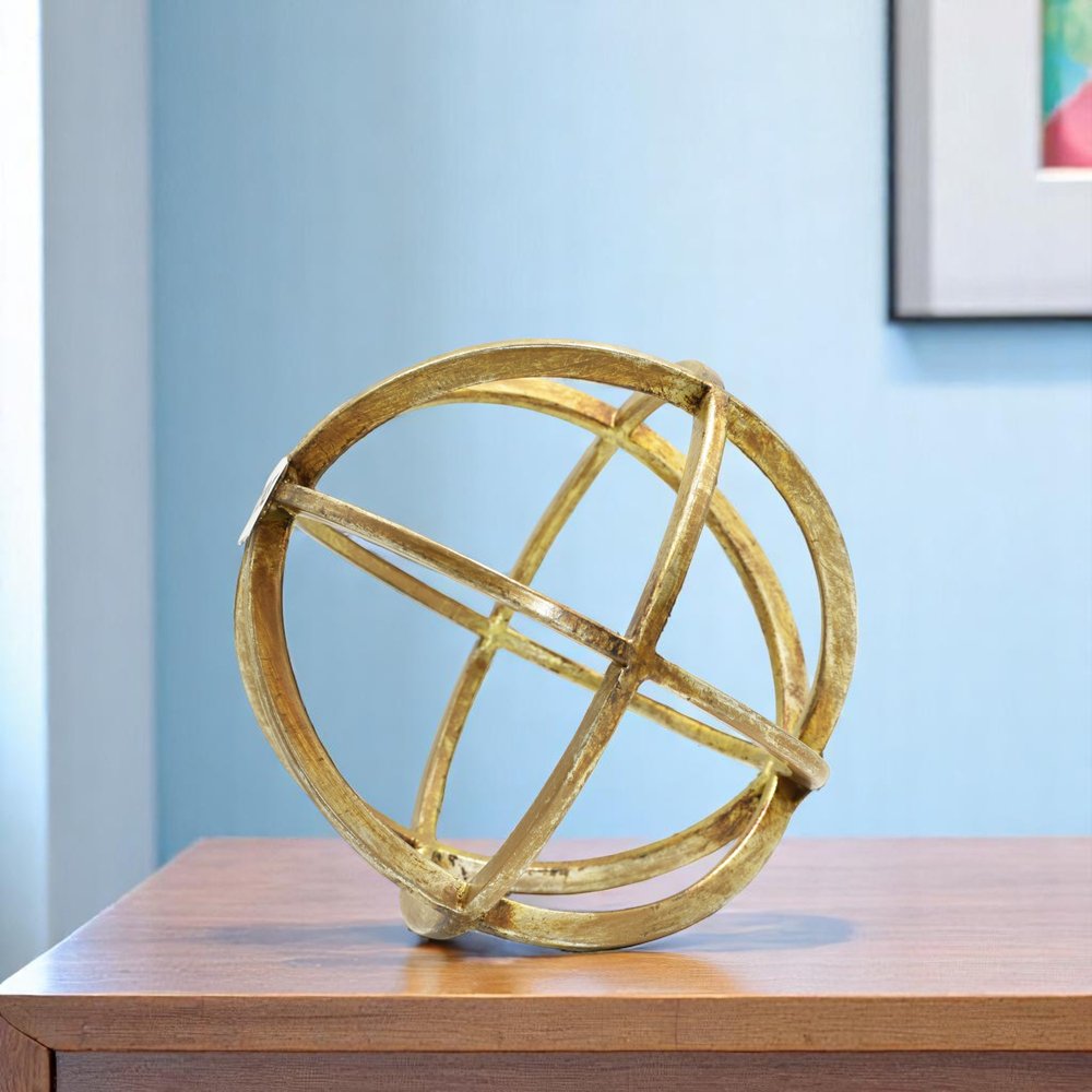 6" Antiqued Gold Metal Tabletop Sculpture HomeRoots