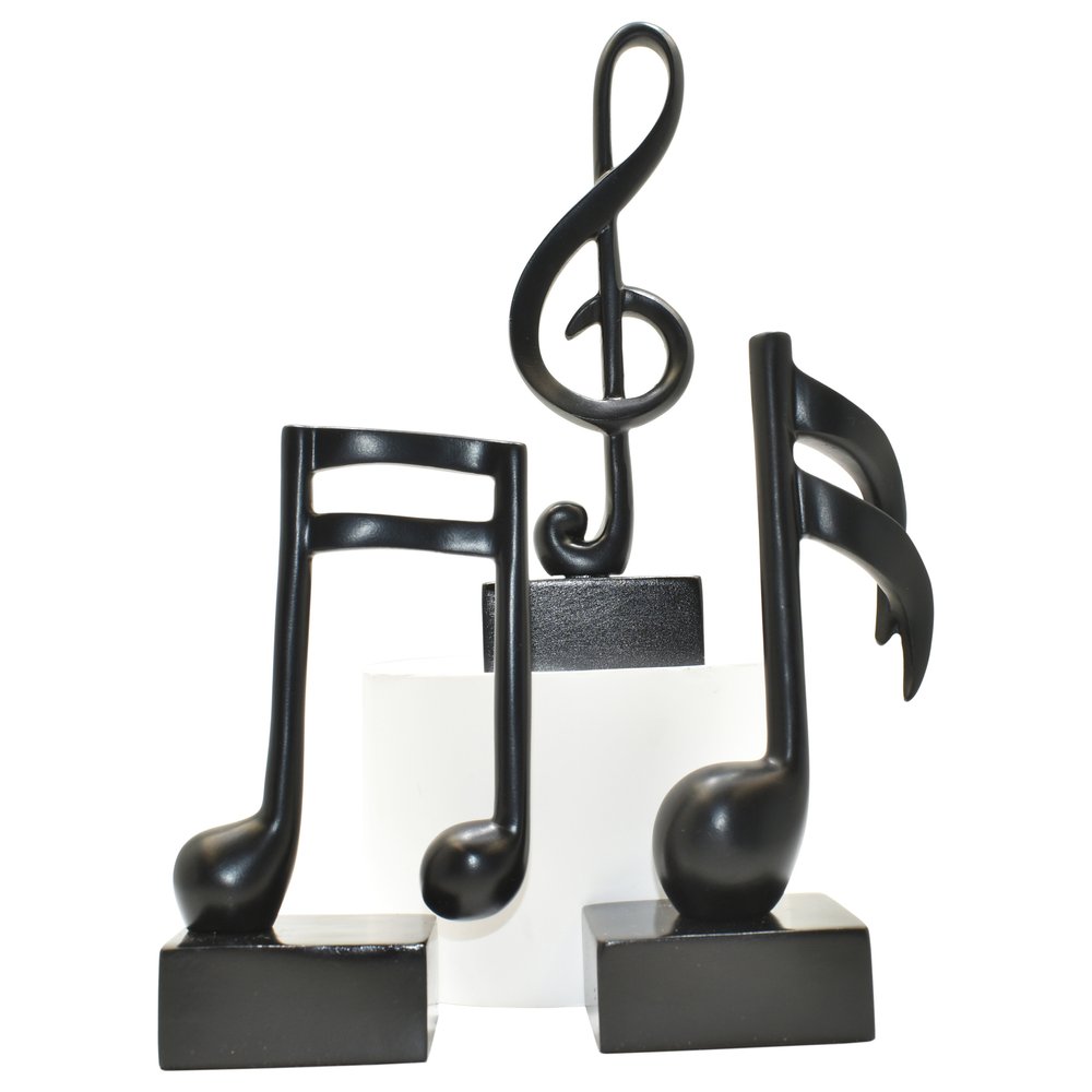 Set of Three Black Resin Music Tabletop Sculpture HomeRoots
