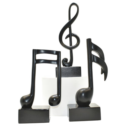 Set of Three Black Resin Music Tabletop Sculpture HomeRoots