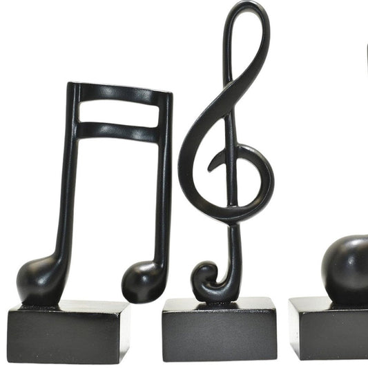 Set of Three Black Resin Music Tabletop Sculpture HomeRoots