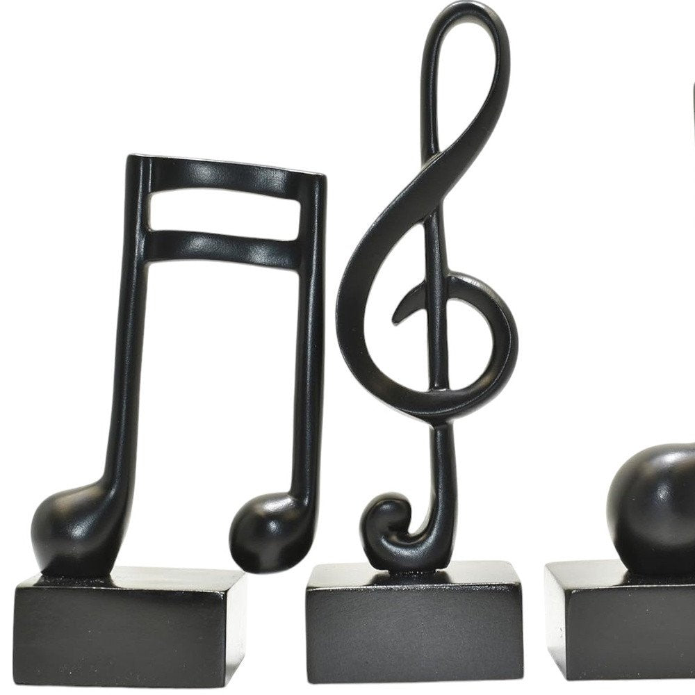 Set of Three Black Resin Music Tabletop Sculpture HomeRoots