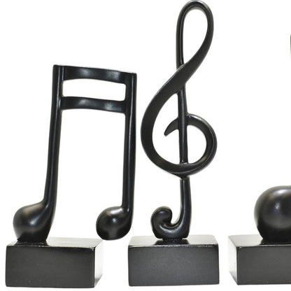 Set of Three Black Resin Music Tabletop Sculpture HomeRoots