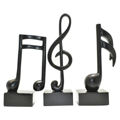Set of Three Black Resin Music Tabletop Sculpture HomeRoots