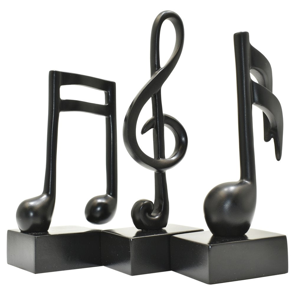 Set of Three Black Resin Music Tabletop Sculpture HomeRoots