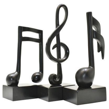 Set of Three Black Resin Music Tabletop Sculpture HomeRoots
