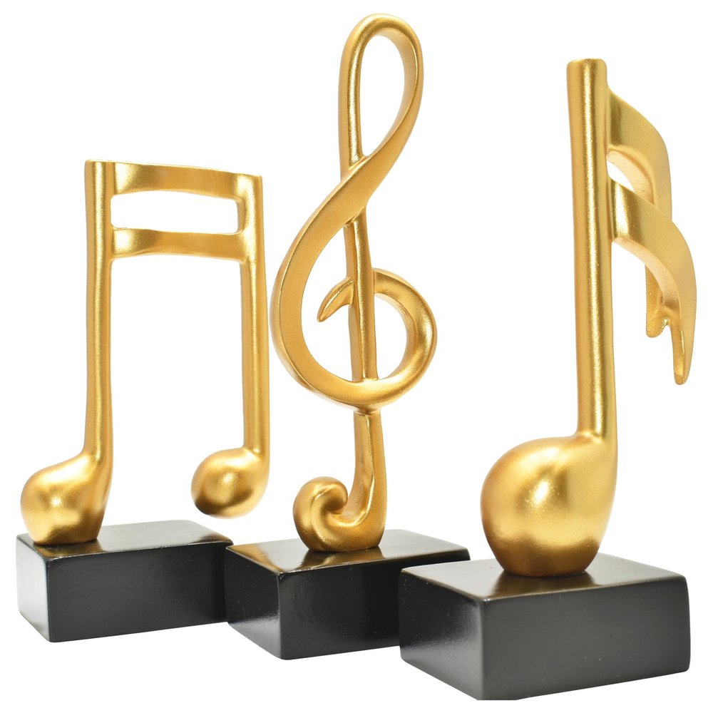 Set of Three Gold Resin Music Tabletop Sculpture HomeRoots