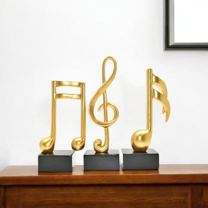Set of Three Gold Resin Music Tabletop Sculpture HomeRoots