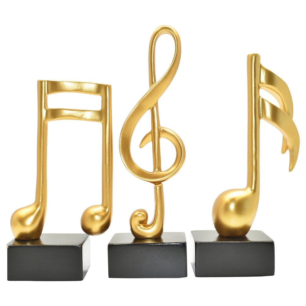 Set of Three Gold Resin Music Tabletop Sculpture HomeRoots