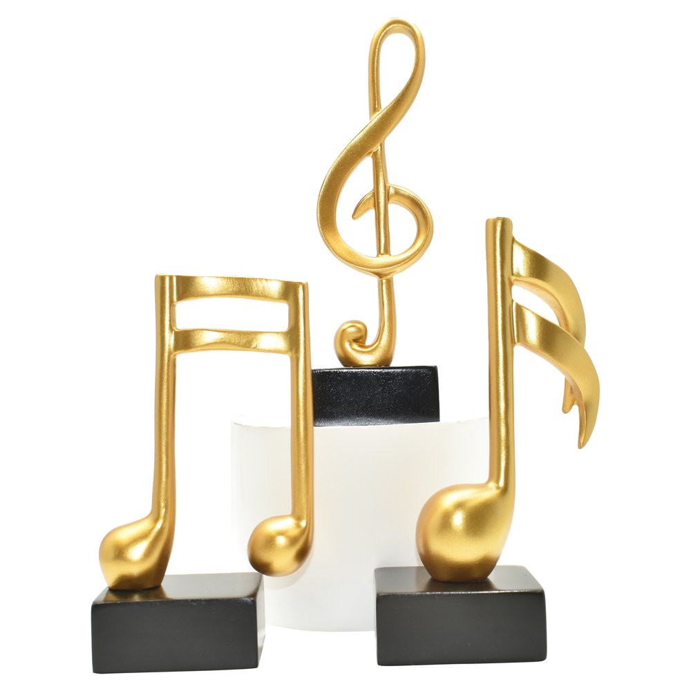 Set of Three Gold Resin Music Tabletop Sculpture HomeRoots