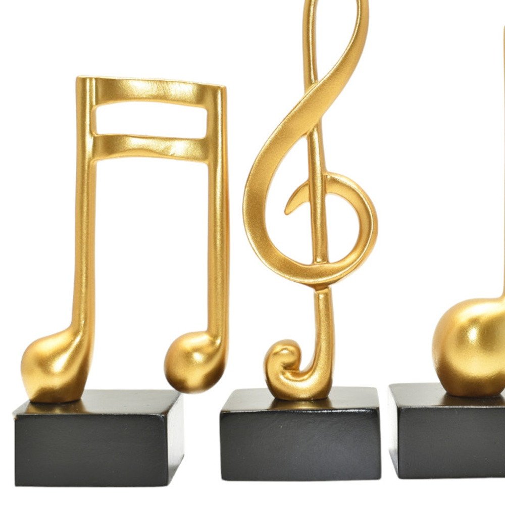Set of Three Gold Resin Music Tabletop Sculpture HomeRoots
