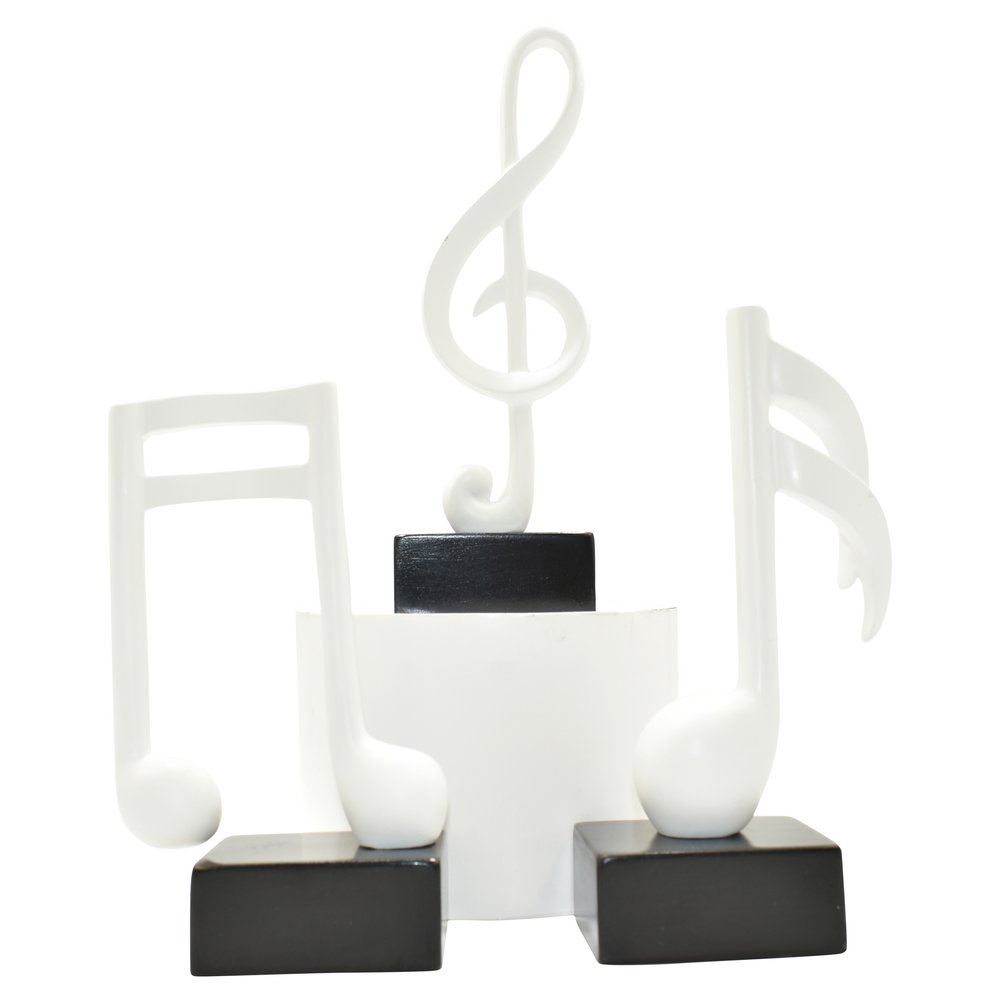Set of Three White Resin Music Tabletop Sculpture HomeRoots